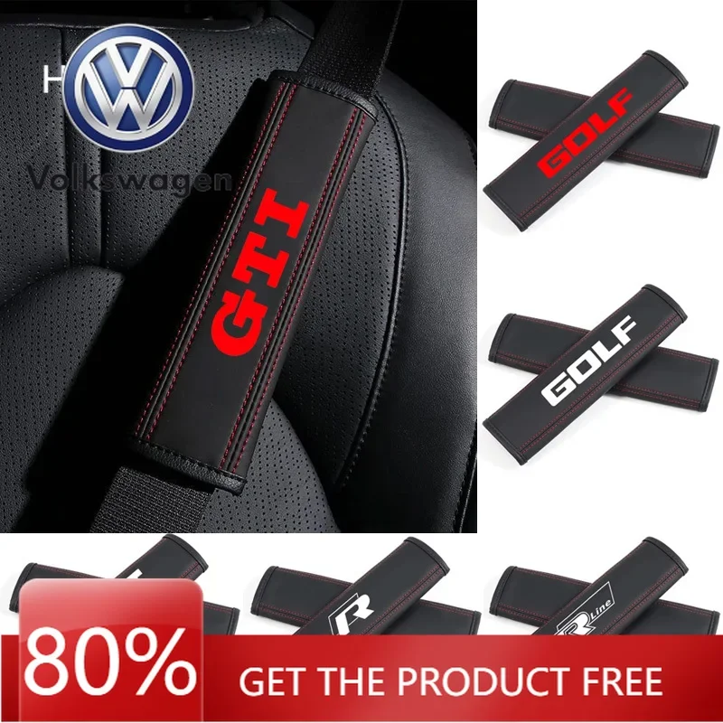 

For VW Volkswagen Jetta MK5 Golf 2Pcs Nappa Leather Seat Belt Shoulder Cover Protection Pads for Volkswagen VW R Rline GTI GTD G