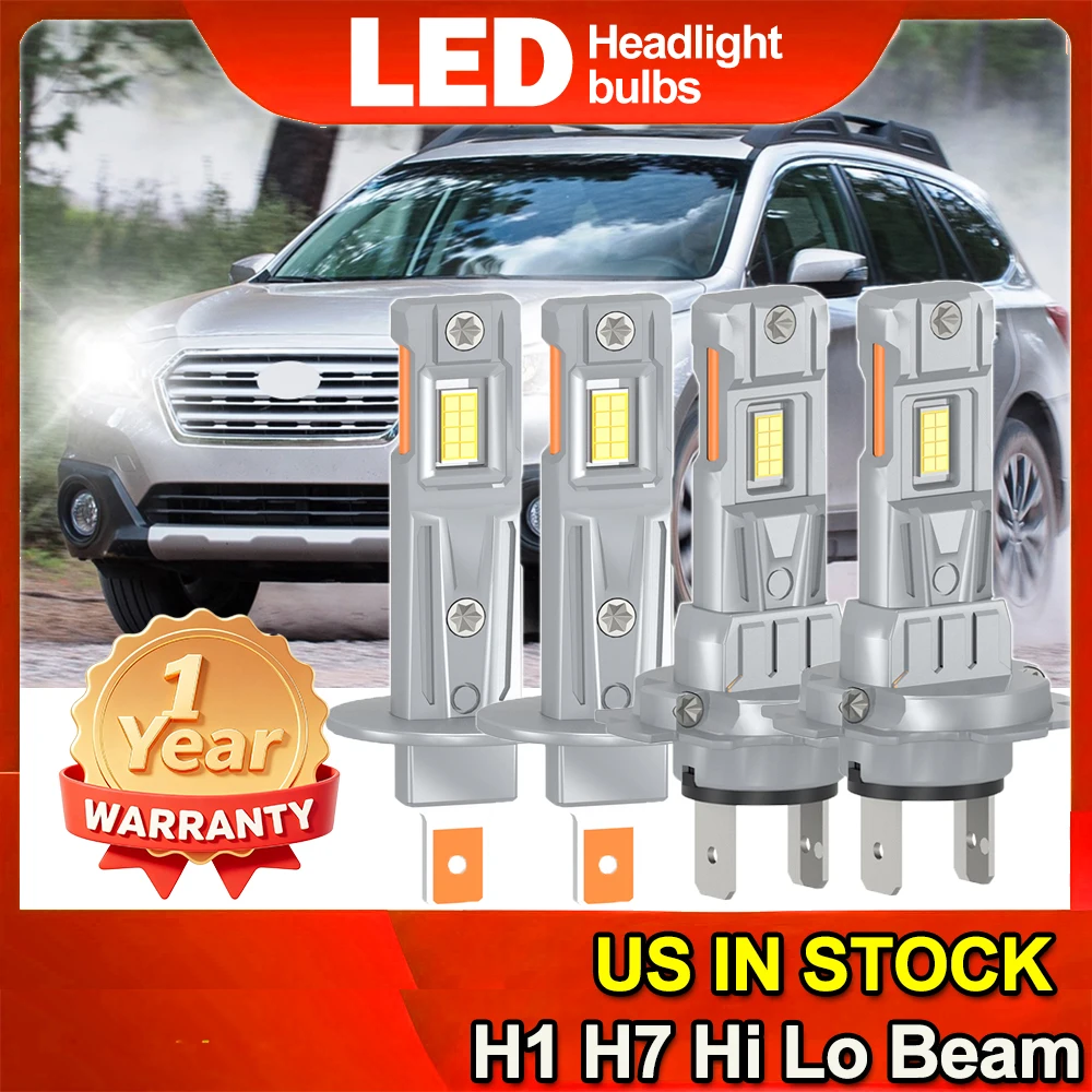 

4PCS H1 H7 6500K Combo LED Headlight High Low Beam Bulbs Kit Super Bright Cool White LED headLamp Replacement