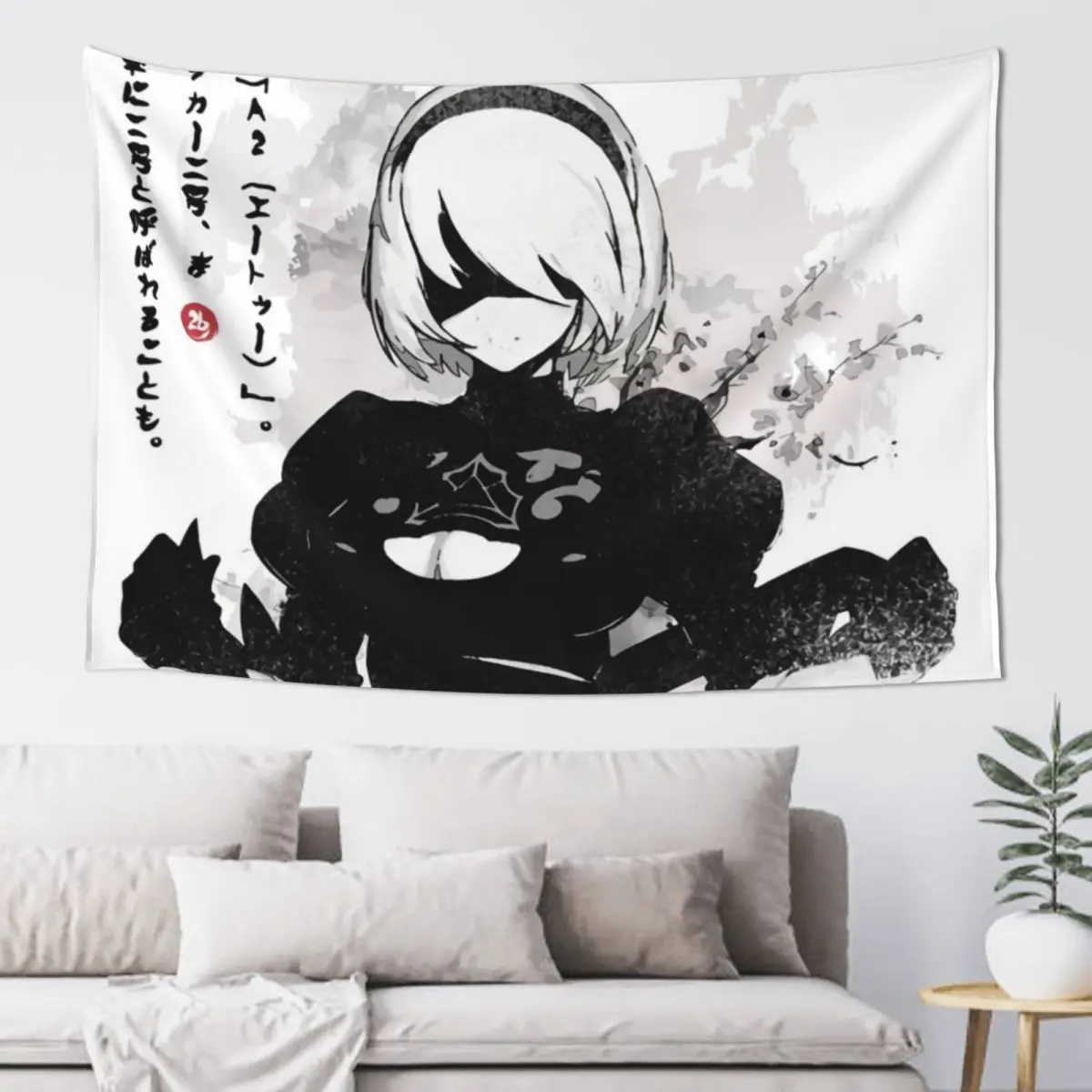 NieR Automata 2B Japan Ink - Tapestry Decoration Pictures Room Wall Aesthetic Room Decor Wall Hanging Tapestry