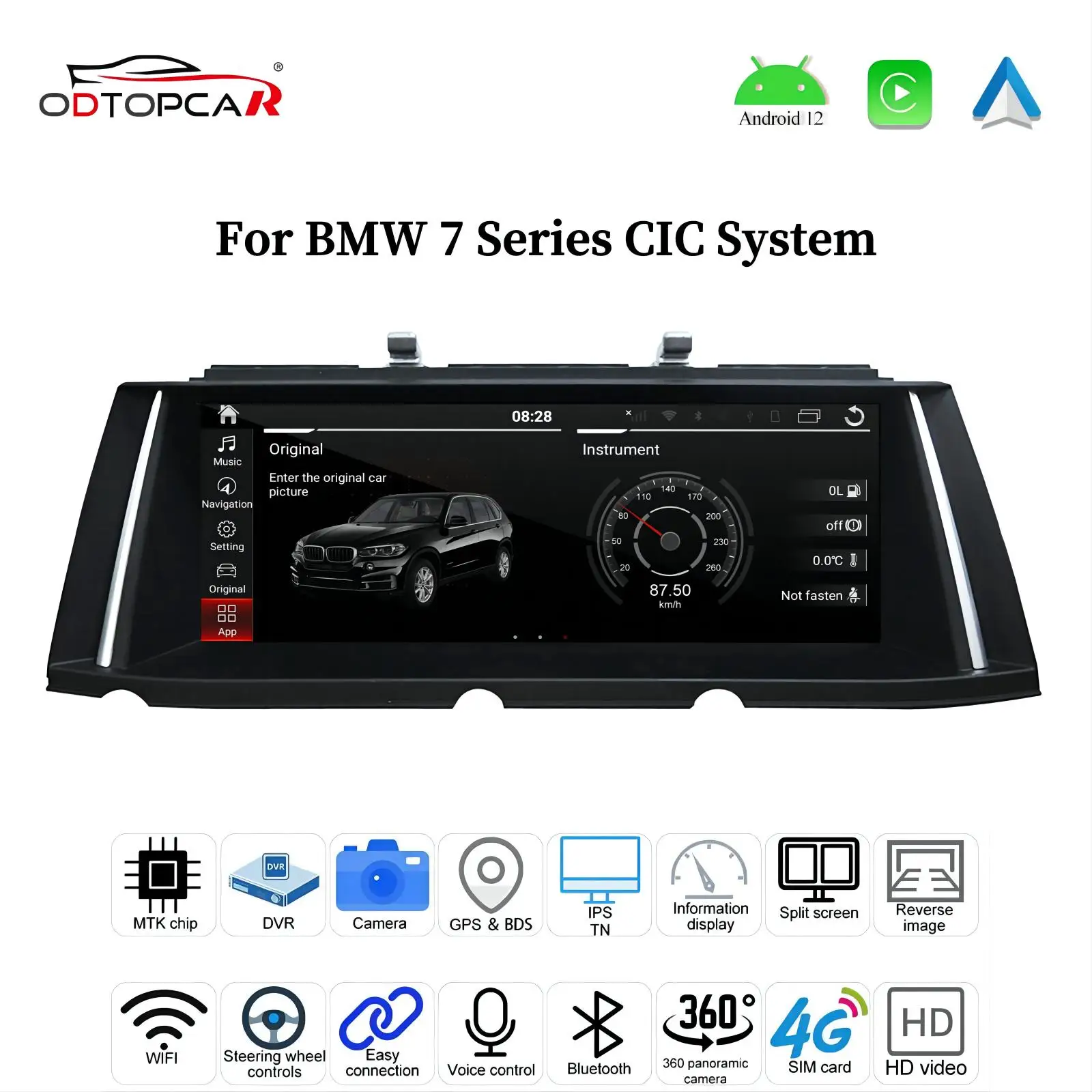 For Bmw 7 Series CIC System F01/F02/F03 10.25 inch HD Touch Screen Android 12 System Car Stereo Multimedia DAB OBD AUX USB GPS