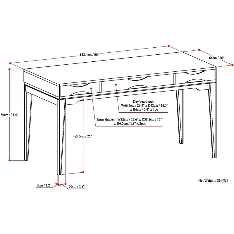 Massivholz Mitte des Jahrhunderts modernen breiten Home-Office-Schreibtisch, Schreibtisch, Workstation,