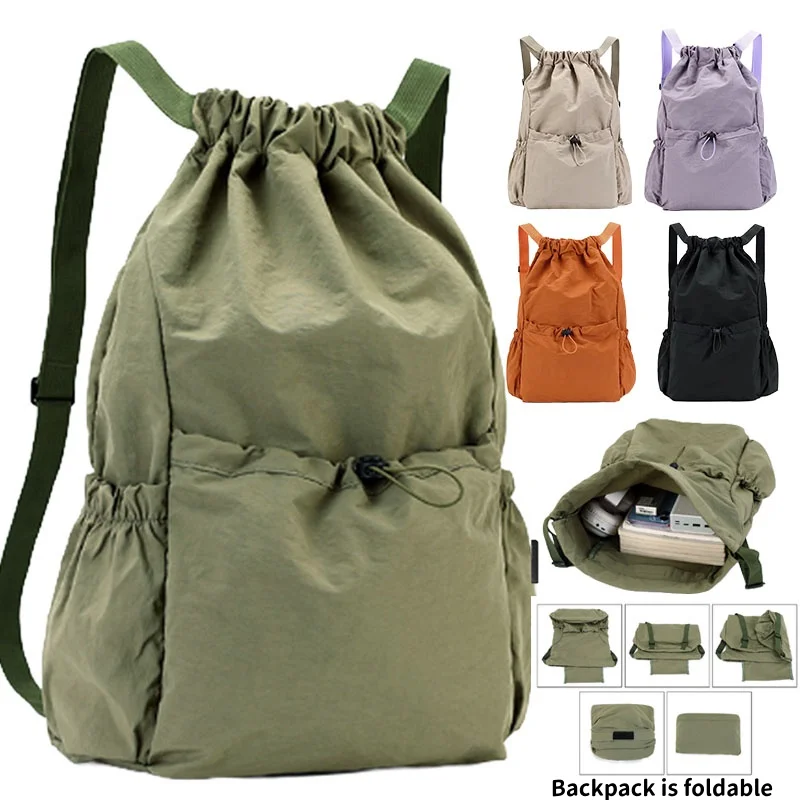 Fashionable Lightweight Drawstring Backpack Outdoor Travel Large Capacity Waterproof Sports Bag Storage Bags for School Travel