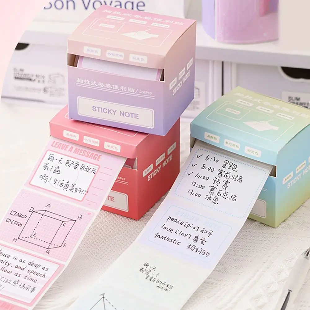 256Pcs/Set Pull-out Design Sticky Note Full Adhesive Stationery Labels Stickers Multifunctional DIY Scrapbook Sticker