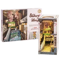 Robotime Rolife Casa Em Miniatura De Madeira Com Móveis, DIY Livro Nook, Sakura Densya Japonesa Em Série De Livros, Casa De Boneca De Brinquedo Kits