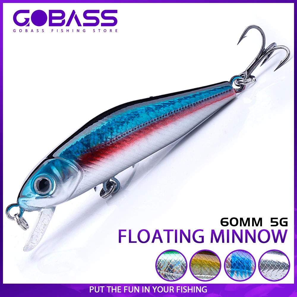 GOBASS Fishing Lure Mini Floating Minnow Janpan Wobblers 60mm 5g Artificial Hard Baits Trout Pike Sea Bass Jerkbait Crank Tackle