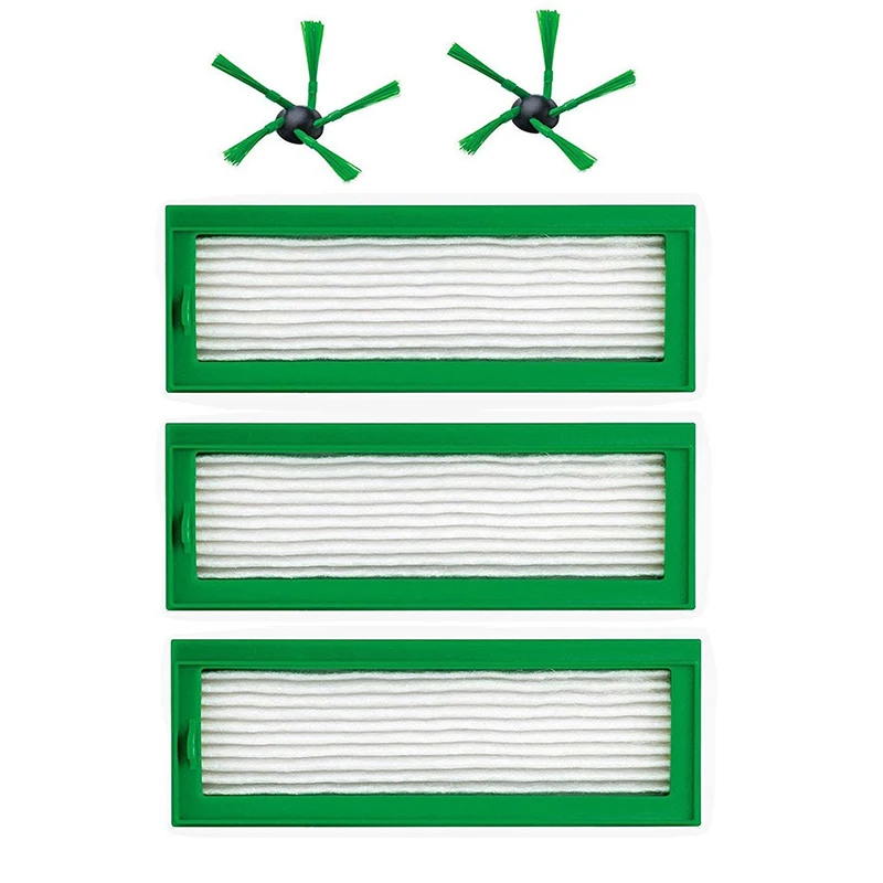 Accessories Set For Vorwerk Kobold VR200 & VR300 Vacuum Robots - 3X HEPA Filters & 2X Side Brushes