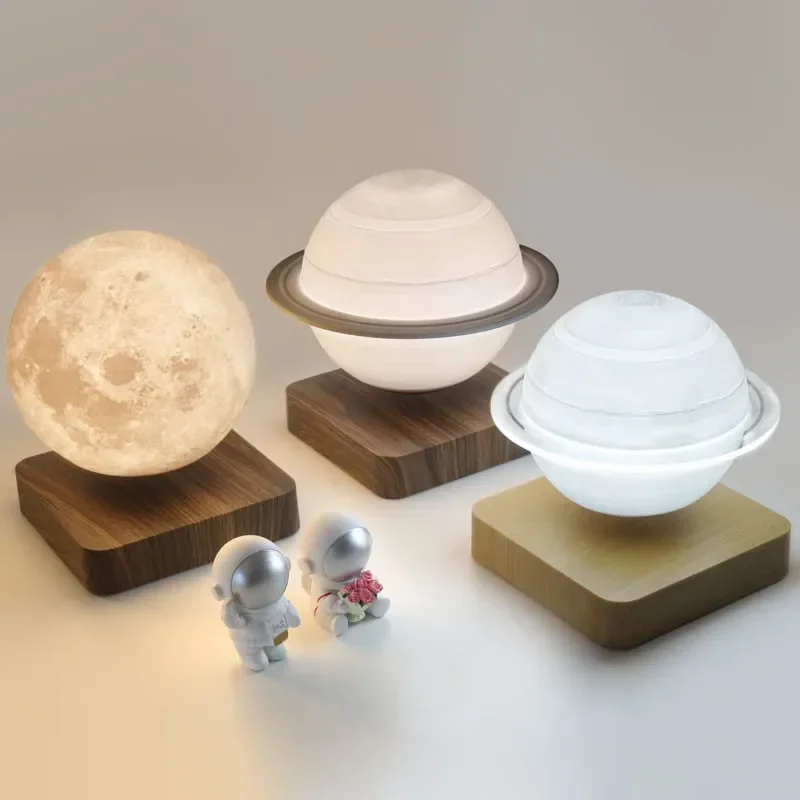 Moon Lamp Creative 3D Magnetic Levitation LED Night Lights Rotating Saturn Light Floating Table Lamp Home Decoration Kids Gift