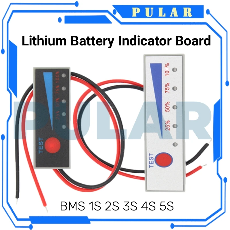 1S 2S 3S 4S 5S 4.2V-21V Lithium Battery Li-po Li-ion Capacity Indicator PLR Board Power Display Charging Charge LED Tester