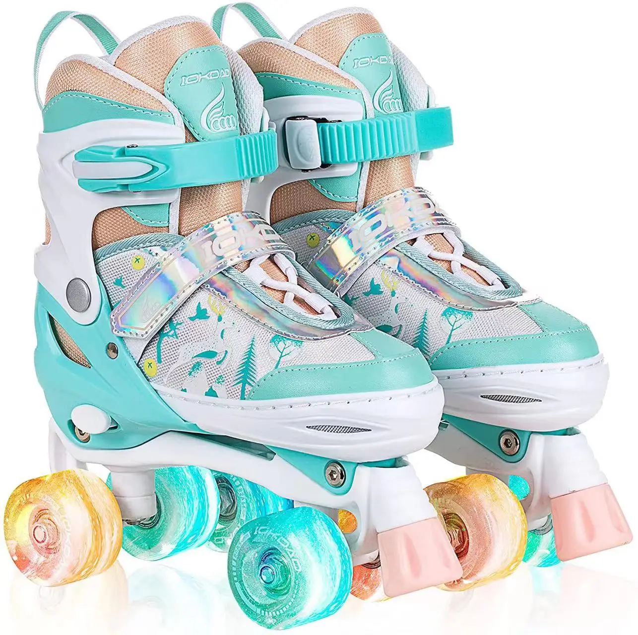 Double-row Roller Skates Shoes Children's Beginner With 4 Flash Wheels Glitter Glow Boys Girls Adjustable Size Trainning