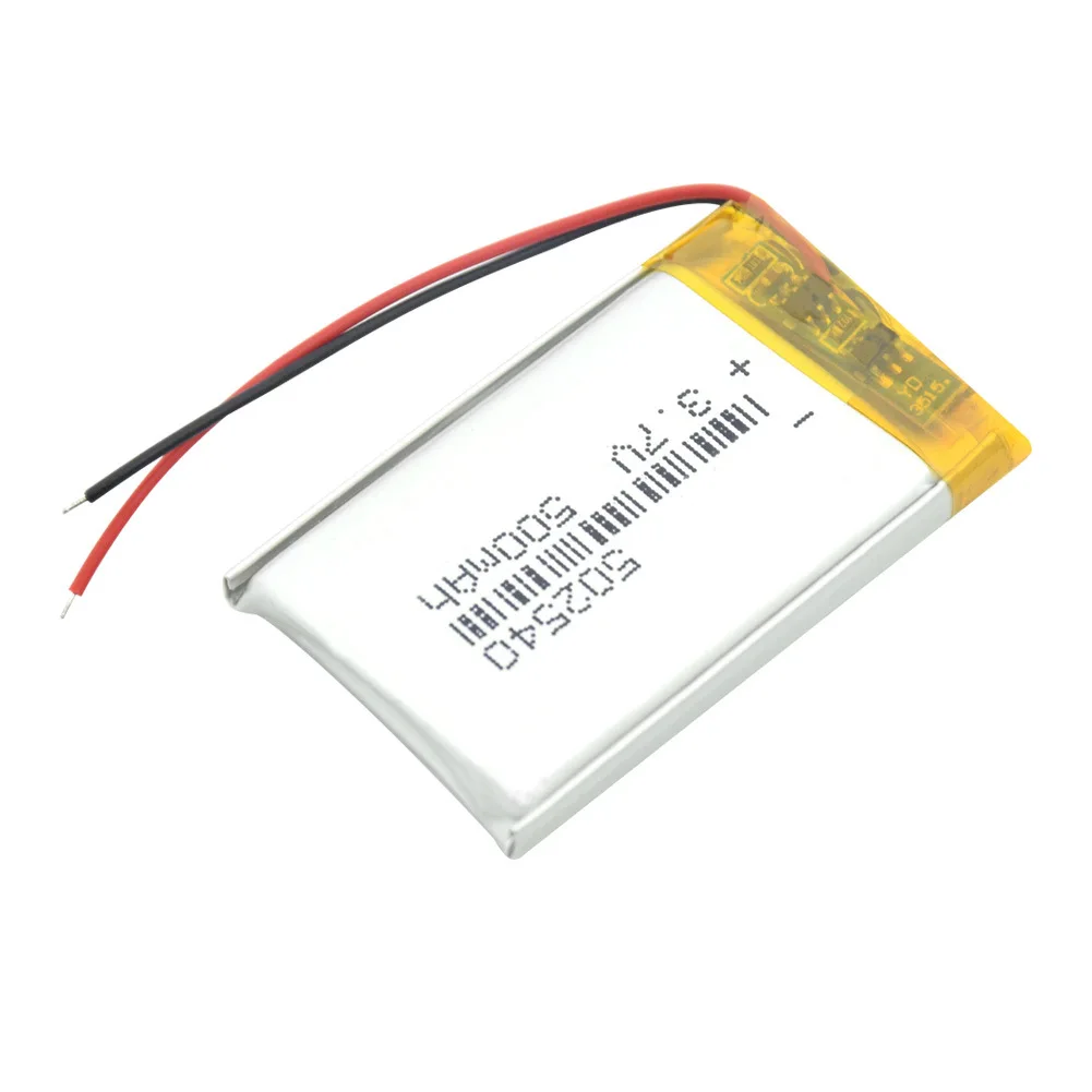 502540 500mAh 3.7V Li Po Battery 052540 Lithium Polymer Batteries for Dvd Mp3/mp4 GPS LED Light Recorder Rechargeable