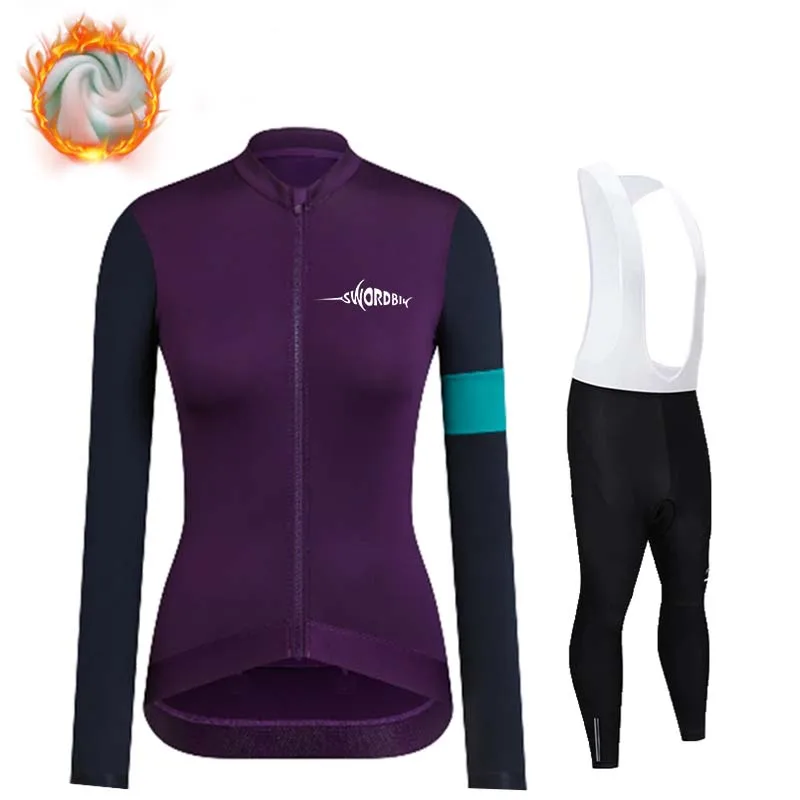 Thermal Cycling Clothes for Women, Jersey Suit, Warm Set, Bike Riding Pants, MTB Clothing, Winter and Autumn Set, 2022