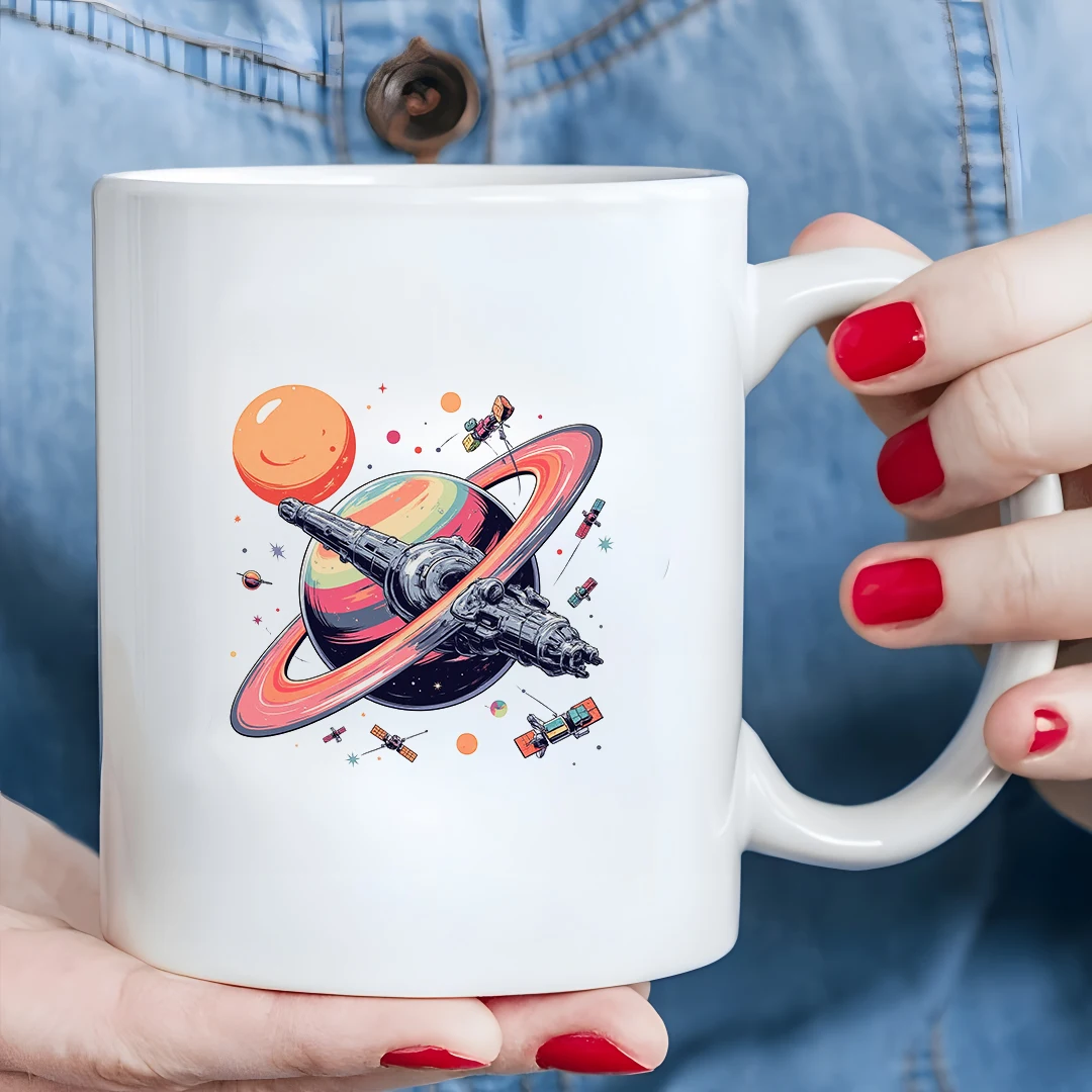 

11oz Cup + Sci-Fi Galaxy Sky + Cartoon Illustration Cup + Kids Drink Cup - Perfect Christmas Gift for Family and Office Use