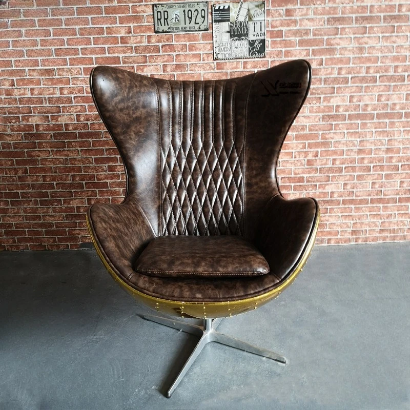 Industrial style furniture FRP aluminum leather rivets casual egg chair