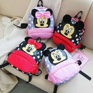 Disney dos desenhos animados mochila para o bebê meninos meninas minnie mickey mouse crianças adorável mochila do jardim de infância crianças presente 10 principais vendas kit mochila escolar minnie - №8