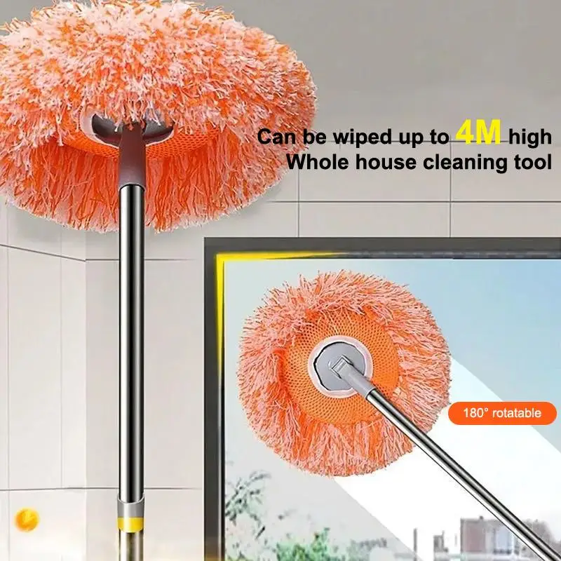 New【Flexible Rotating Sunflower Mop Wet And Dry Reusable Wall Mop Dust Removal Detachable Wall Ceiling Dust Remover】
