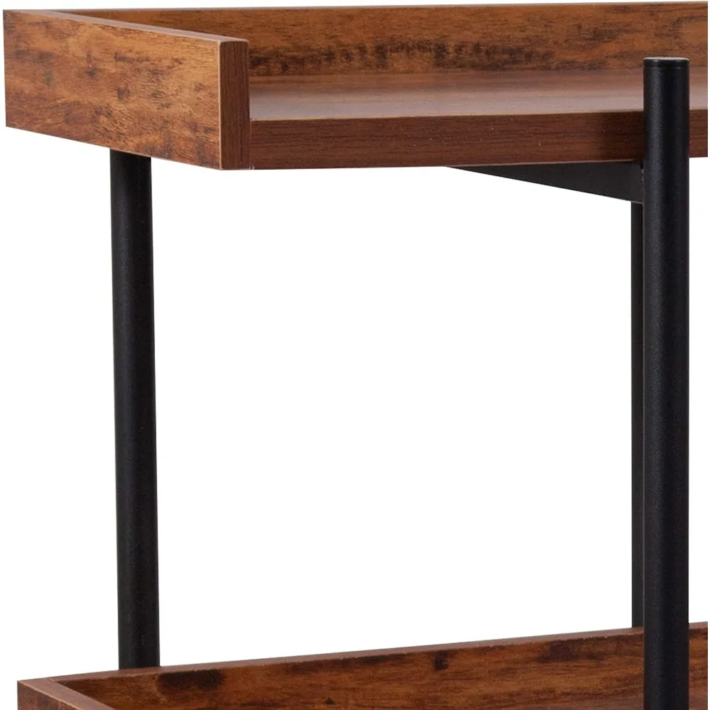 رف كتب من 3 طبقات من الخشب المحبب الريفي: وحدة عرض تخزين EMMA & OLIVER، ارتفاع 35 بوصة