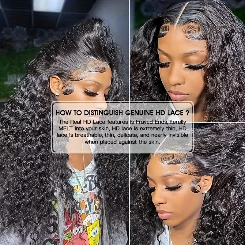 شعر مستعار بدانتيل أمامي مموج عميق للنساء ، شعر بشري ، كثافة ، HD شفاف ، انتزع مسبقًا ، 13x6