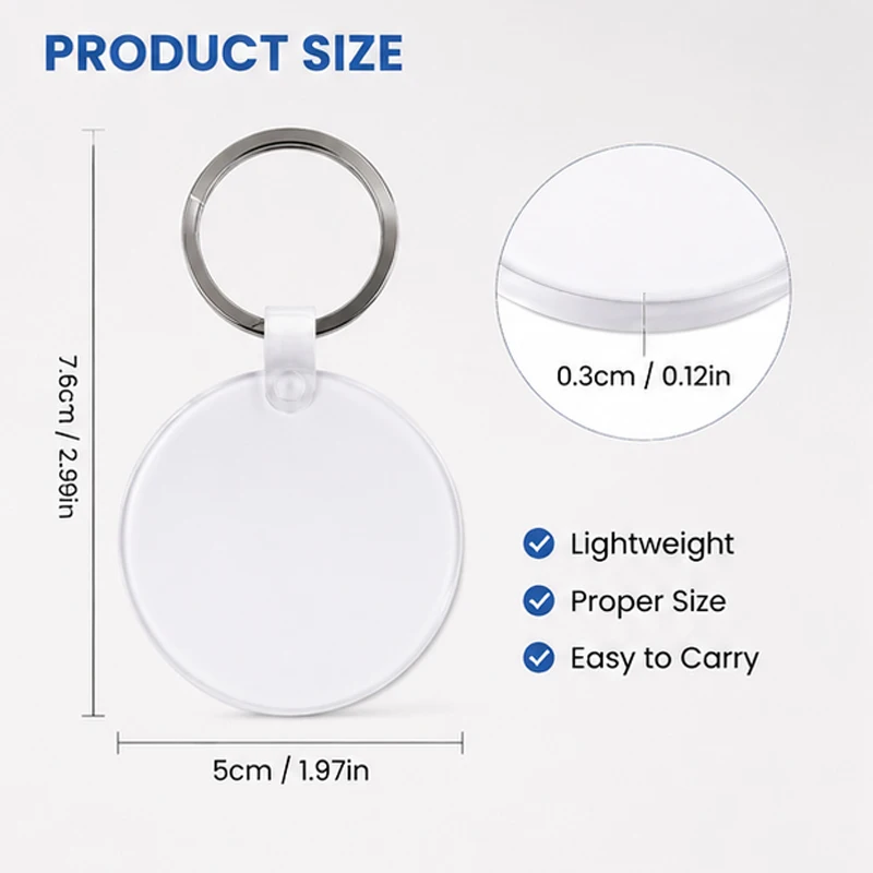 10Pcs Round Sublimation Blank Keychains Set with Key Rings & Tabs, DIY Heat Transfer Blanks for Photo Crafts, Bonus 2Pcs Extra C