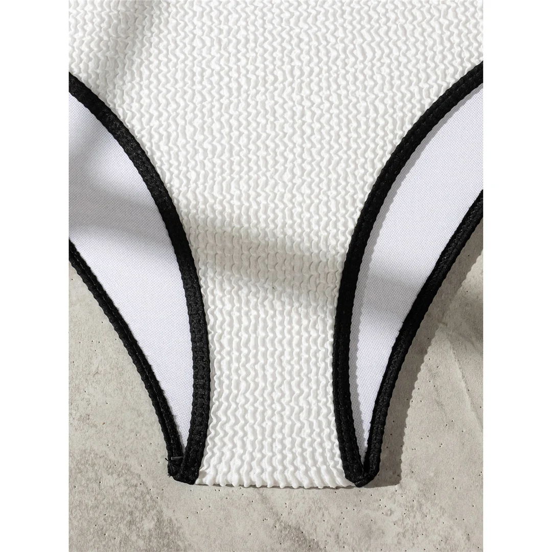 Gefältiger, geraffter, mit Bügel verstärkter Damen-Badeanzug, Bikini mit hoher Taille, zweiteiliger Bikini-Set, Badebekleidung, Badeanzug V5218 – Detail 13