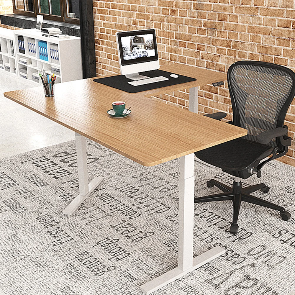Modern Lifting Three Motor Office Desk Three Legs Height Adjustable Desk Electric L Shaped Standing Desk Frame