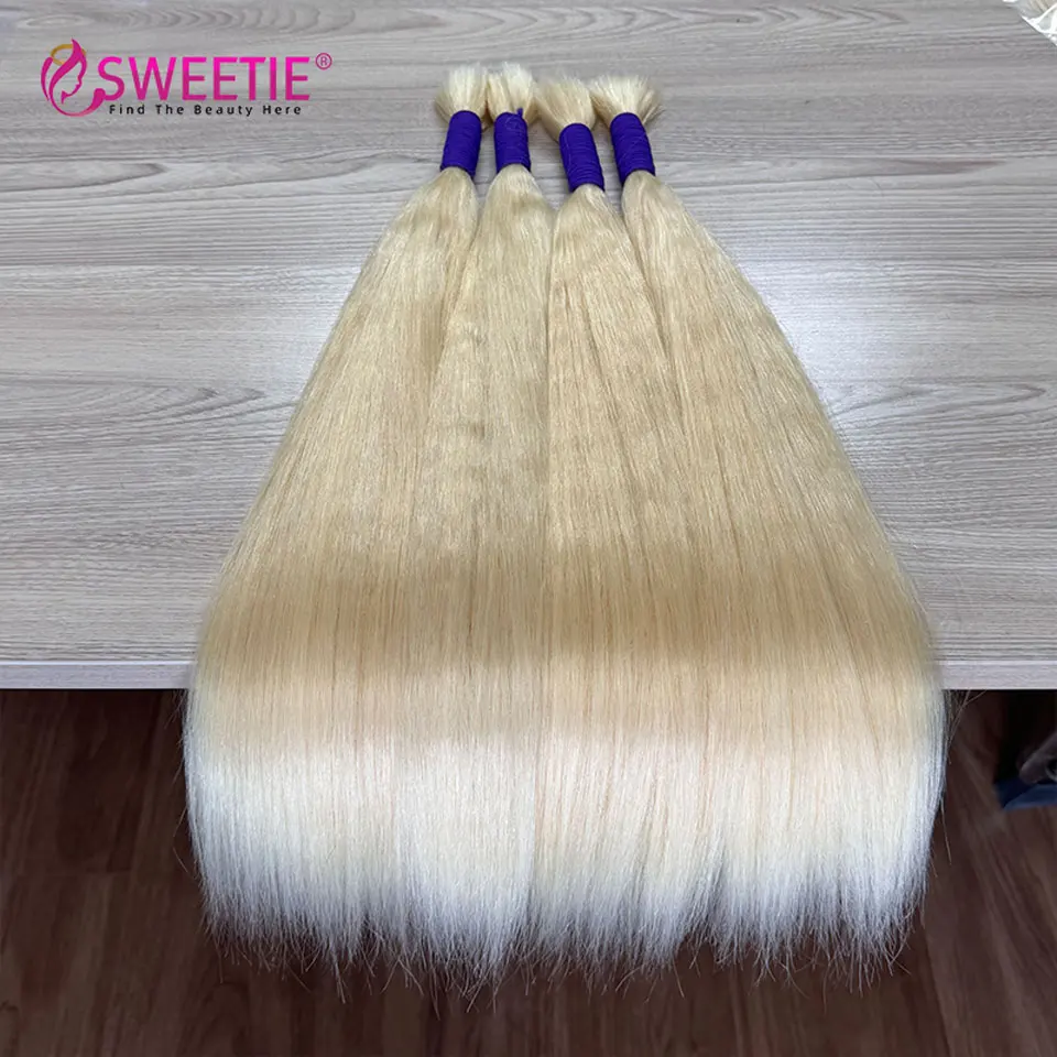 Honey Straight Bulk Echthaar ohne Tressen 100% Unverarbeitetes Jungfräuliches Remy Echthaar 10-28 Zoll 613 Farbe Bulk Haarverlängerungen – Detail 1
