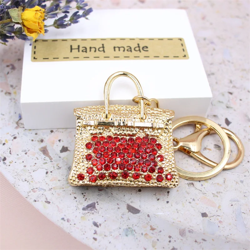 Creative New Mini Bag Full of Crystal Alloy Keychain Exquisite Automobile Hanging Holiday Souvenirs Gift Holder