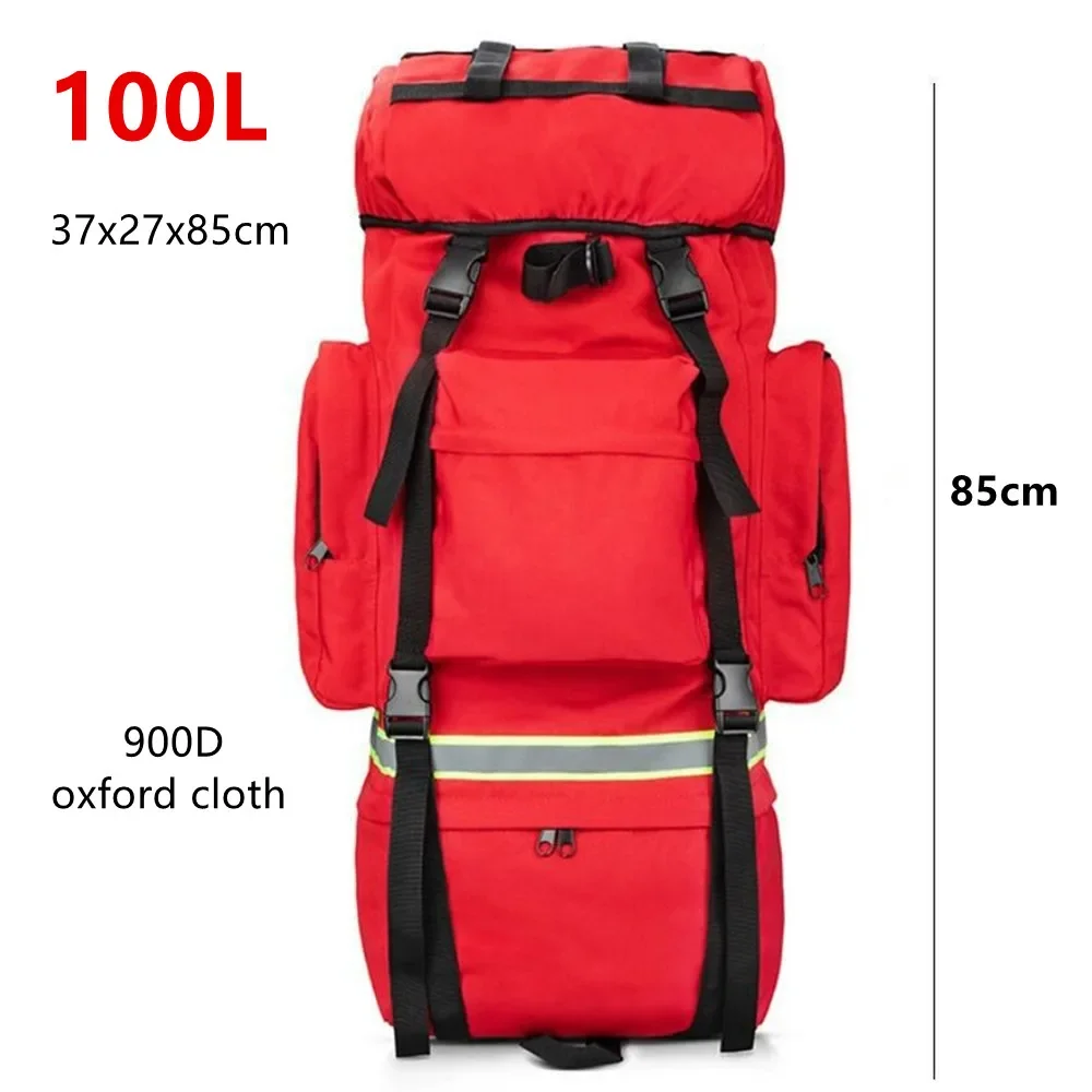 100L Fire Control Rescue Knapsack Travel Camping Bag Outdoor Luggage Sports Backpack 900D Tear Resistant Waterproof Storage Pack