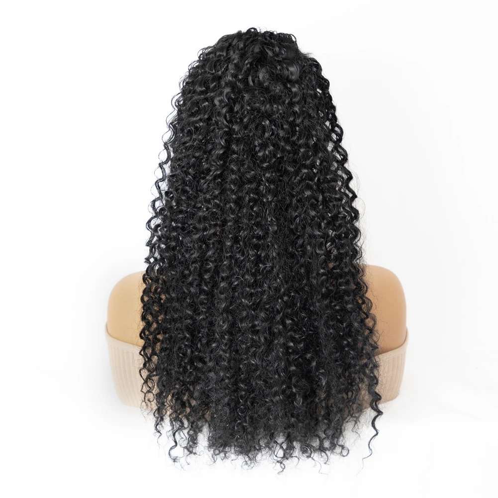 مجعد الاصطناعية الرباط ذيل حصان الأفرو مجعد الاصطناعية ذيل حصان الشعر اللون الطبيعي الاصطناعية ذيل حصان مقاومة للحرارة الشعر #1