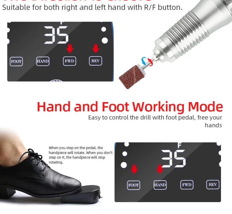 Tragbare elektrische 35000 U/min Maschine Maniküre Pediküre Nägel Salon verwenden Nagelbohrer Set