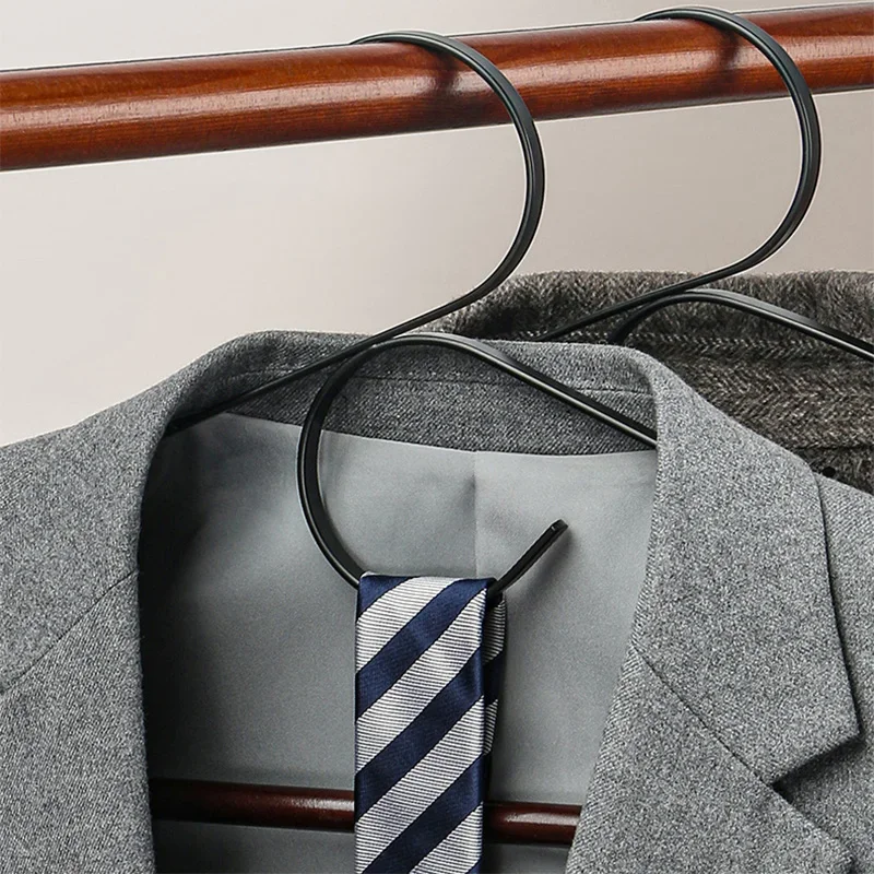 2PCS Longer and Wider Adult Clothes Hangers,Curved Hanger with Shoulder-like Curves for Suits Pants,Premium Iron Storage Racks