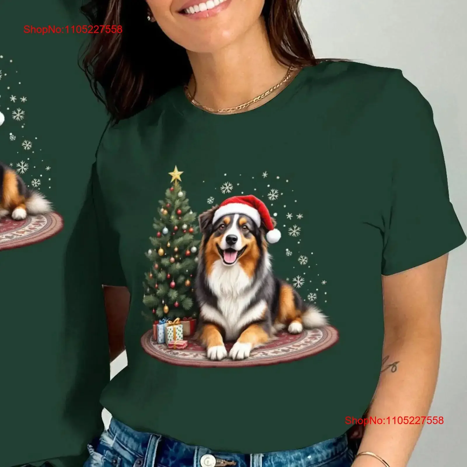 Cute Australian Shepherd T Shirt SweaT or Festive Holiday Pet Dog Christmas for Lovers Winter Aussie vintage Washed Stretched