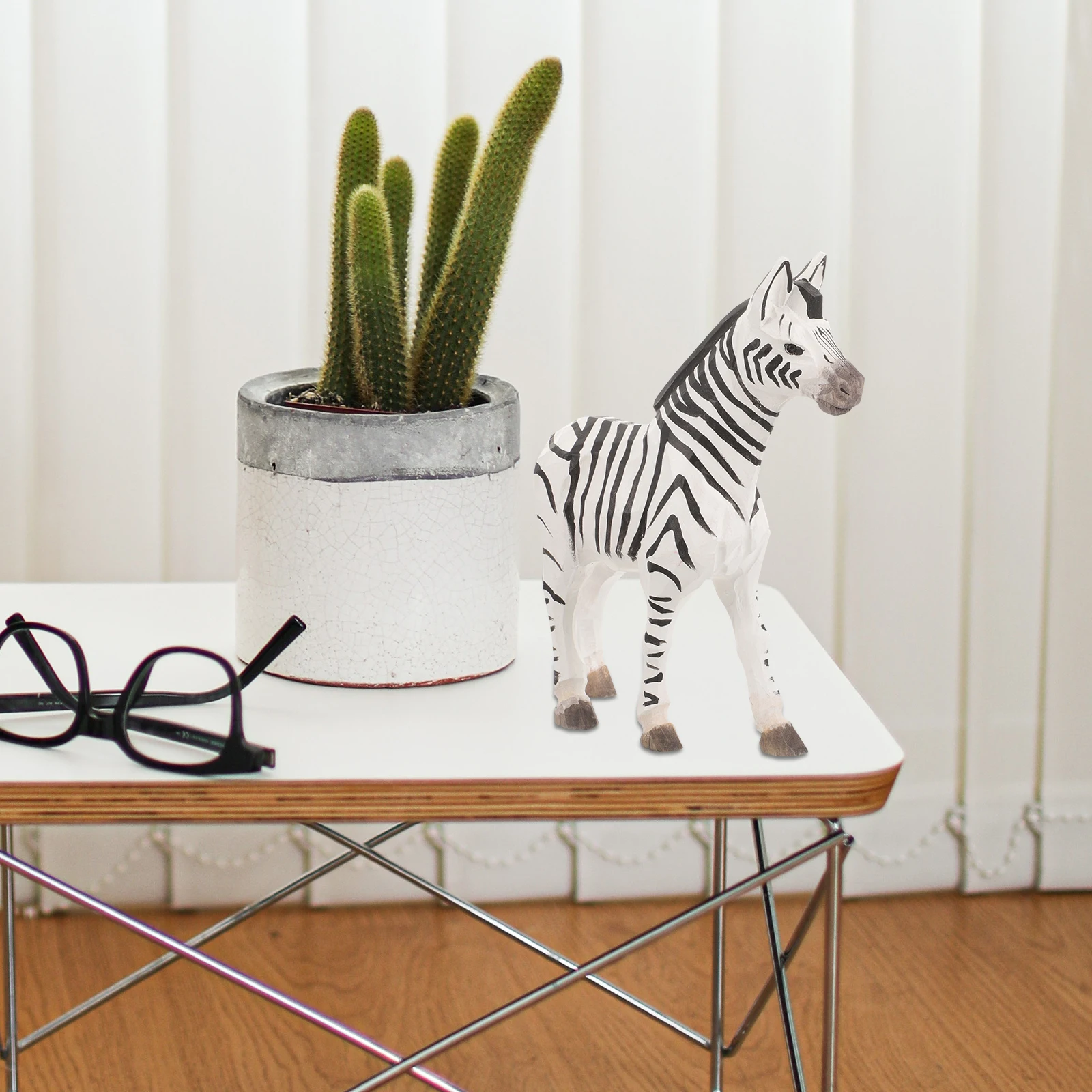 

Wooden Zebra Carved Animal Wood Craft Ornament Desktop Home Desk Wood Carving Ornament Decor Gift Miniature Animal Decoration