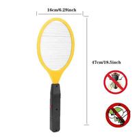 1pc Yellow Electric Mosquito Swatter Steel Mesh Stripes 1500-2000V High Voltage Powerful Shoc Kitchen Home Camping