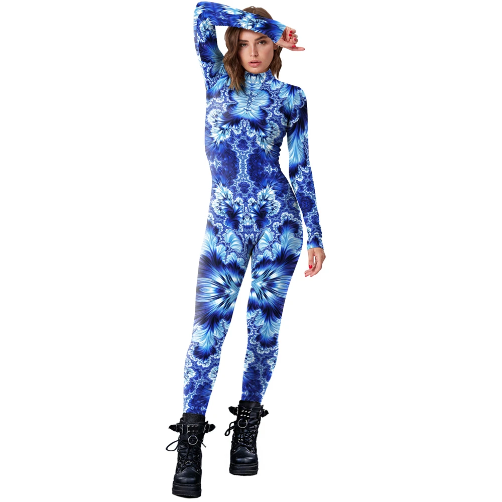 Abstract Geometry Robot Punk Gothic Jumpsuit Catsuit Sexy Women Carnival Cosplay Costumes Zentai Halloween Bodysuit