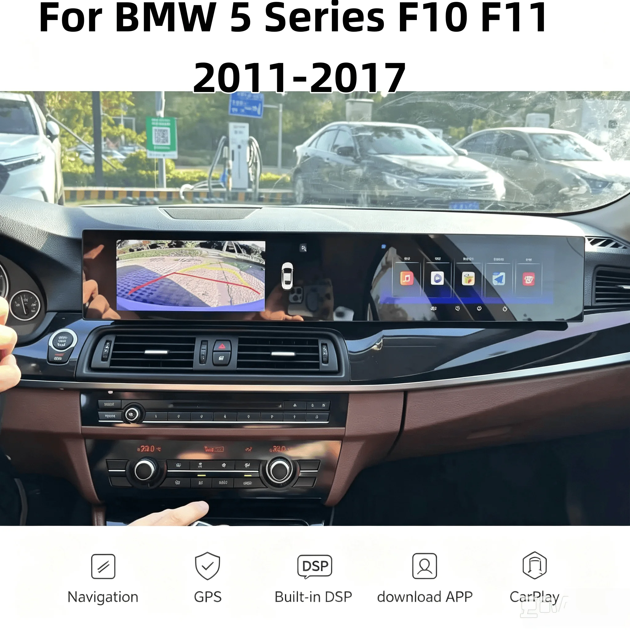 Dual Interactive Wireless Carplay Screen For BMW 5 Series F10 F11 2011-2017 Android 14 Bluetooth Multimedia Touch GPS Navigation