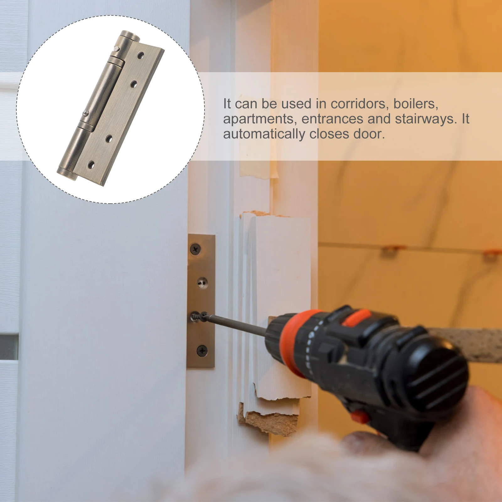 

Self Closing Spring Hinge Automatic Door Furniture Hinges Stable Fixation Different Heights Weights Stainless Steel Smooth