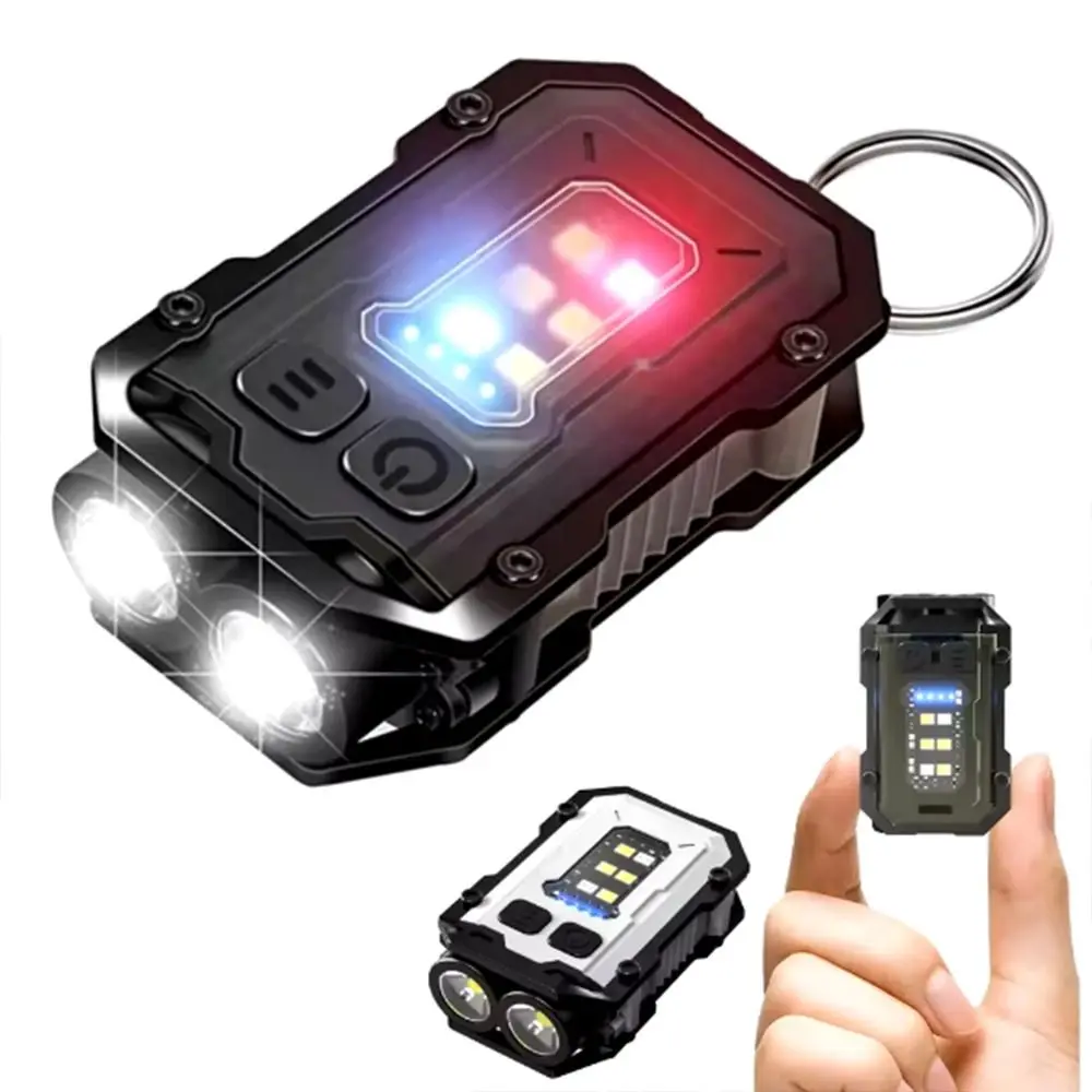 Durable LED+COB Keychain Flashlight Super Bright USB Rechargeable Mini Flashlight Magnetic with Back Clip Torch Lamp Running