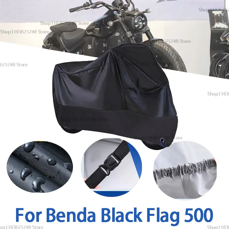 Motorcycle Full Covers For Benda Black Flag 500 Car Outdoors Sun Protection Dust No Ear Thickened Oxford Clothcover Accessories