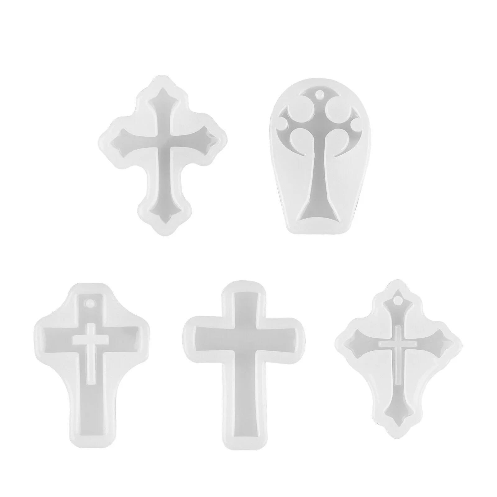 5Pcs/lot Cross Silicone Resin Mold Necklace Pendants Casting Mould For DIY Epoxy Resin Crafts Jewelry Making Accessories Tools