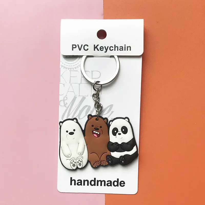 New Style Animation Derivatives Backpack Pendant Grizzly Panda IceBear Girl Heart Super Cute Keychain Brithday Present for Kid