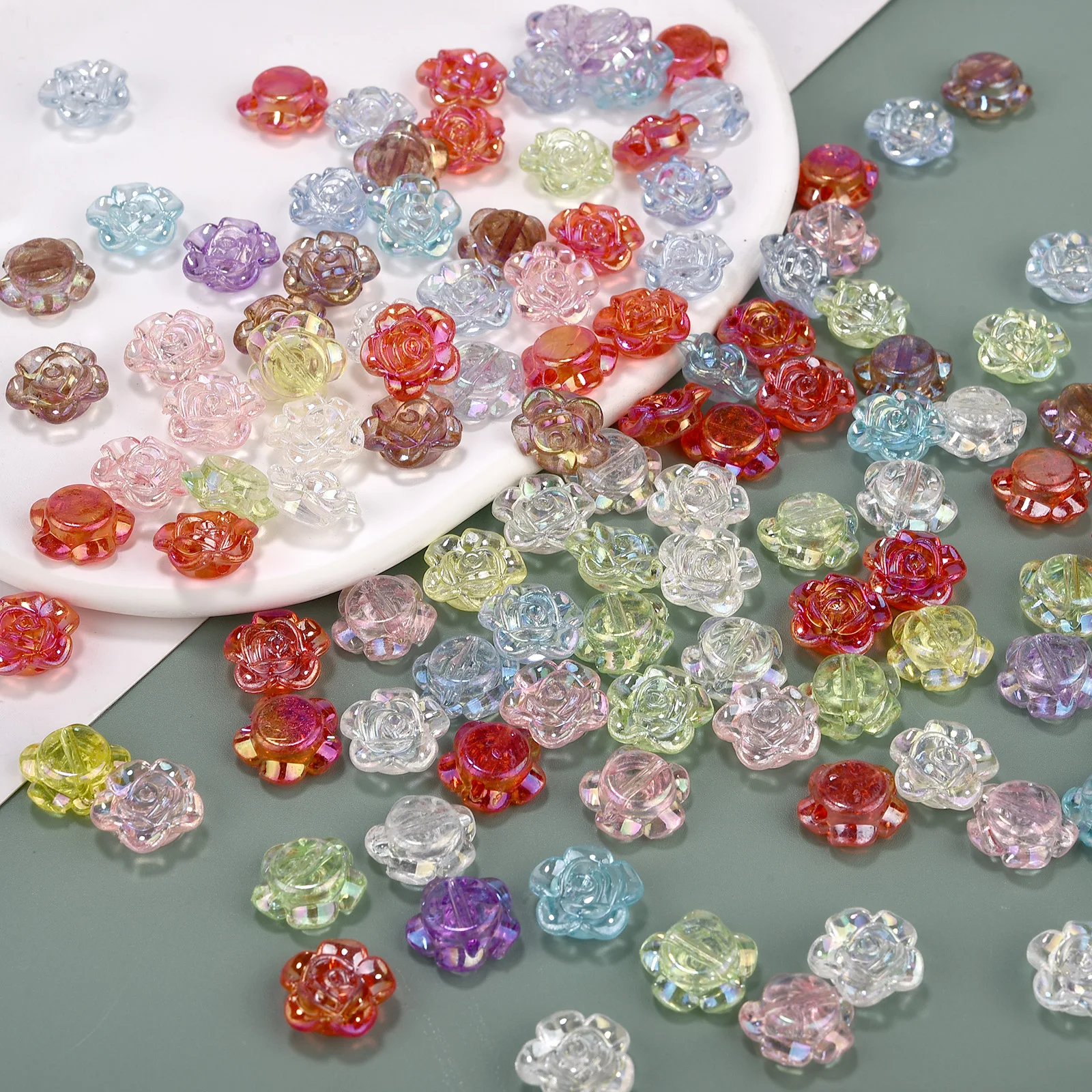 12 مللي متر لون أكريليك شفاف AB ارتفع زهرة الكاميليا مشبك شعر إكسسوارات الشعر لتقوم بها بنفسك إكسسوارات المواد لصنع المجوهرات #4