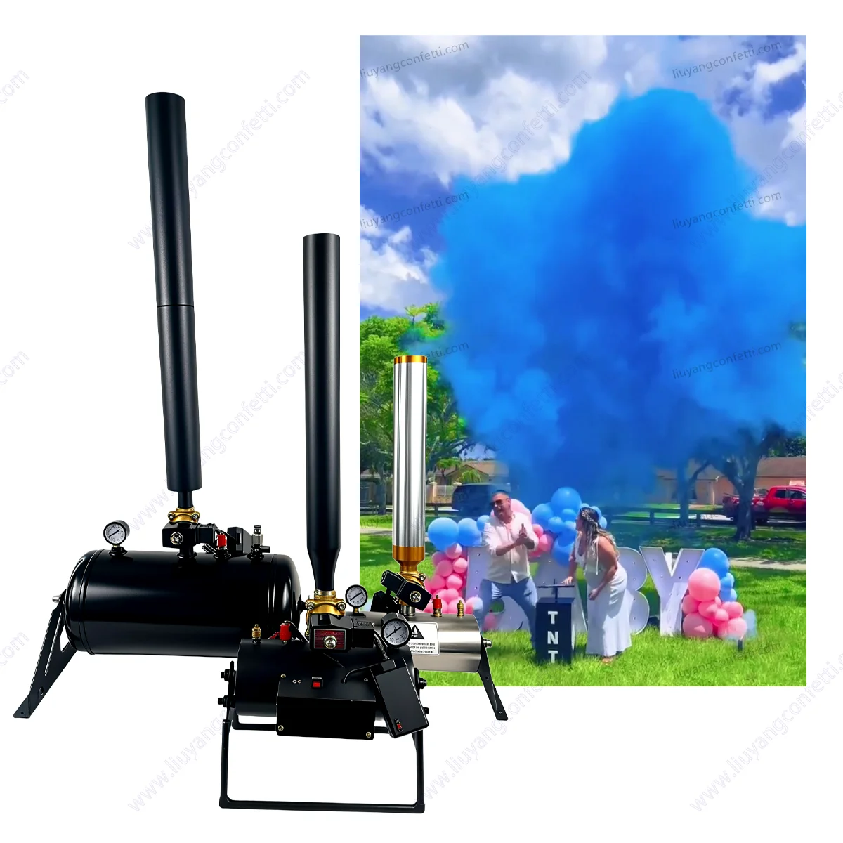 2pcs Mini Electrical Confetti Cannon Machine with Wireless Remote Control 150W Stainless Steel Body DJ Stage Gender Reveal Party view 5