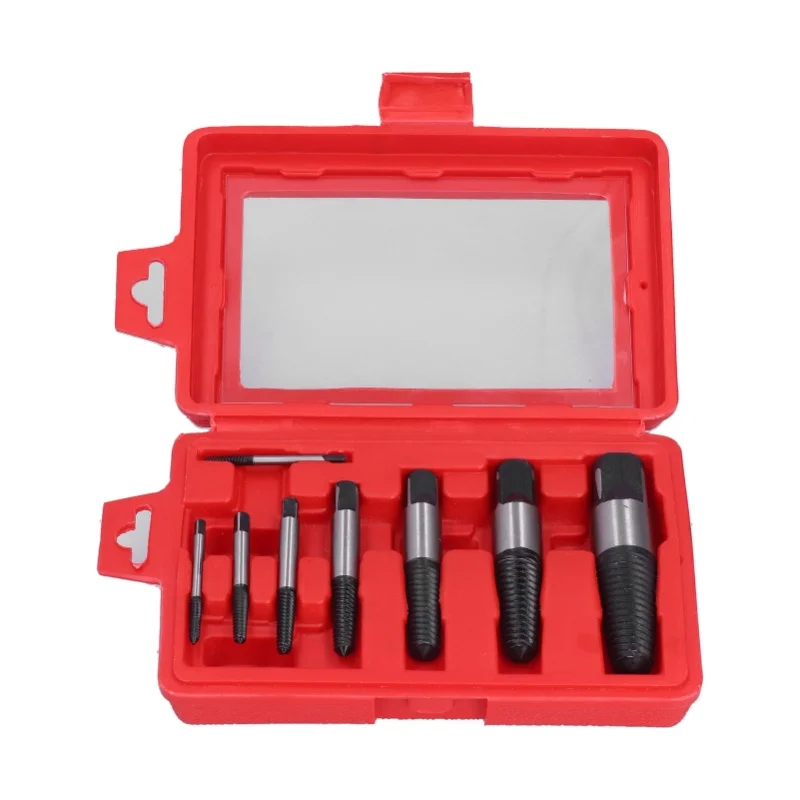 

8 Pcs Screw Extractor Set Carbon Steel Easy Out Damaged Screw Extractor Kit With Storage Case For Broken Bolts