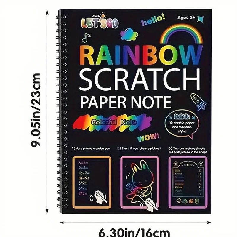 14 Sheets Rainbow Scratch Off Notebooks Arts Crafts Supplies Set Colorful Drawing Paper Perfect Birthday Game Gift For Girl Boys