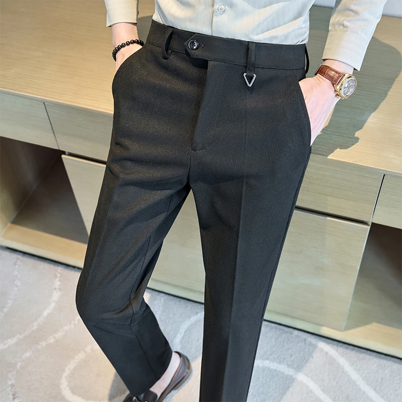 Winter Thick Woolen Suit Pants Men's Classic Solid Color Casual Business Dress Pant High Quality Social Trousers Men Clothing