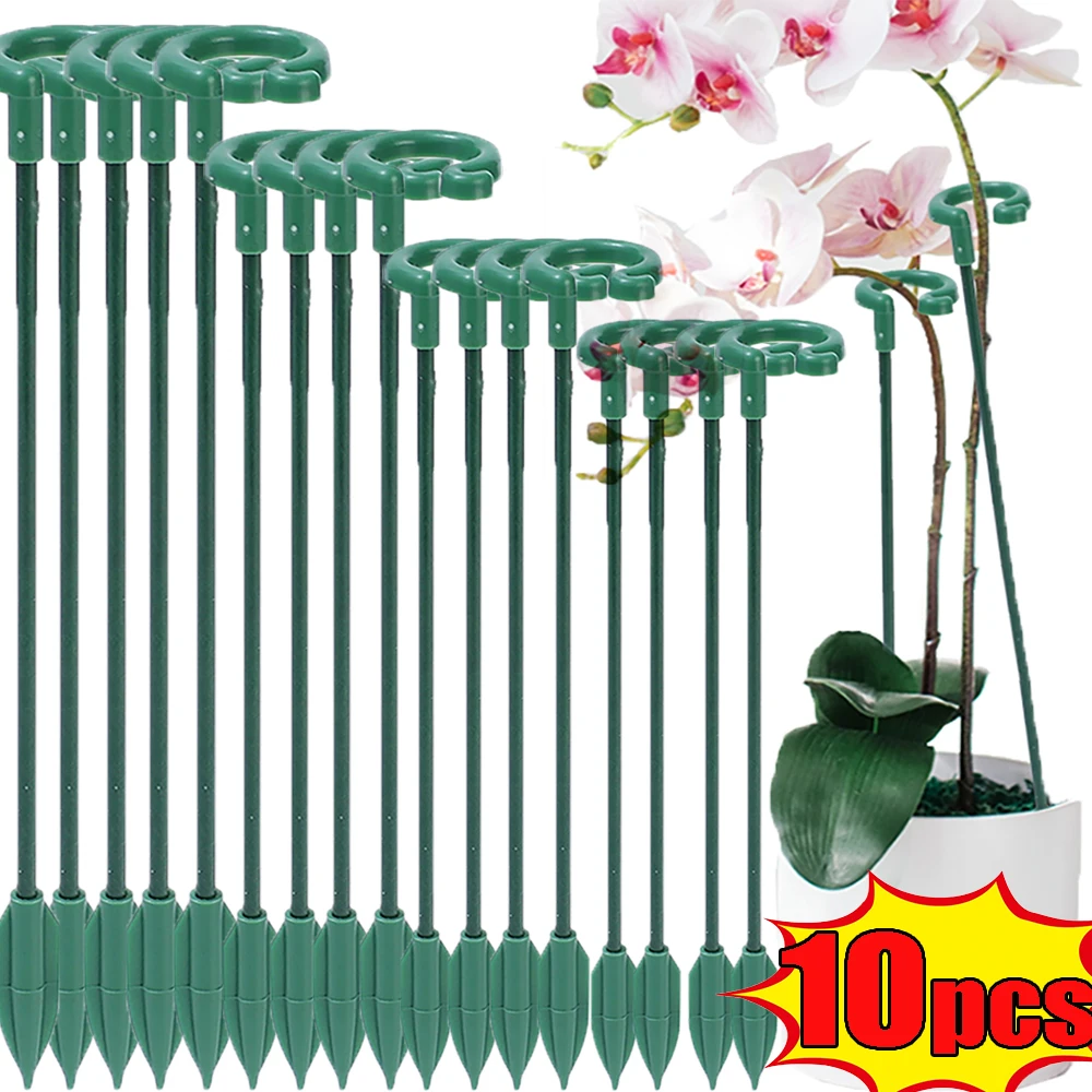 

1/10PCS Plastic Plants Support Pole Reusable Potted Flower Vegetables Stem Fixing Holder Indoor Garden Plant Support Accessories