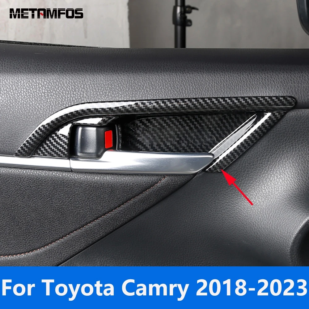 

For Toyota Camry 2018-2021 2022 2023 Carbon Fiber Interior Door Handle Bowl Cover Trim Sticker Bezel Accessories Car Styling