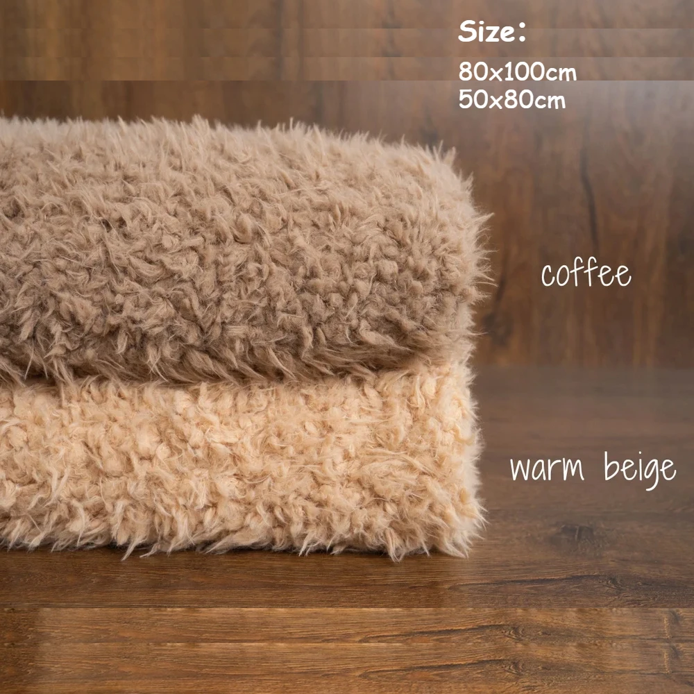80x100cm Faux Fur for Newborn Photography Props Backdrop Fur Baby Boy Girls Plush Posing Fabric Blanket Mat Basket Bowl Stuffer