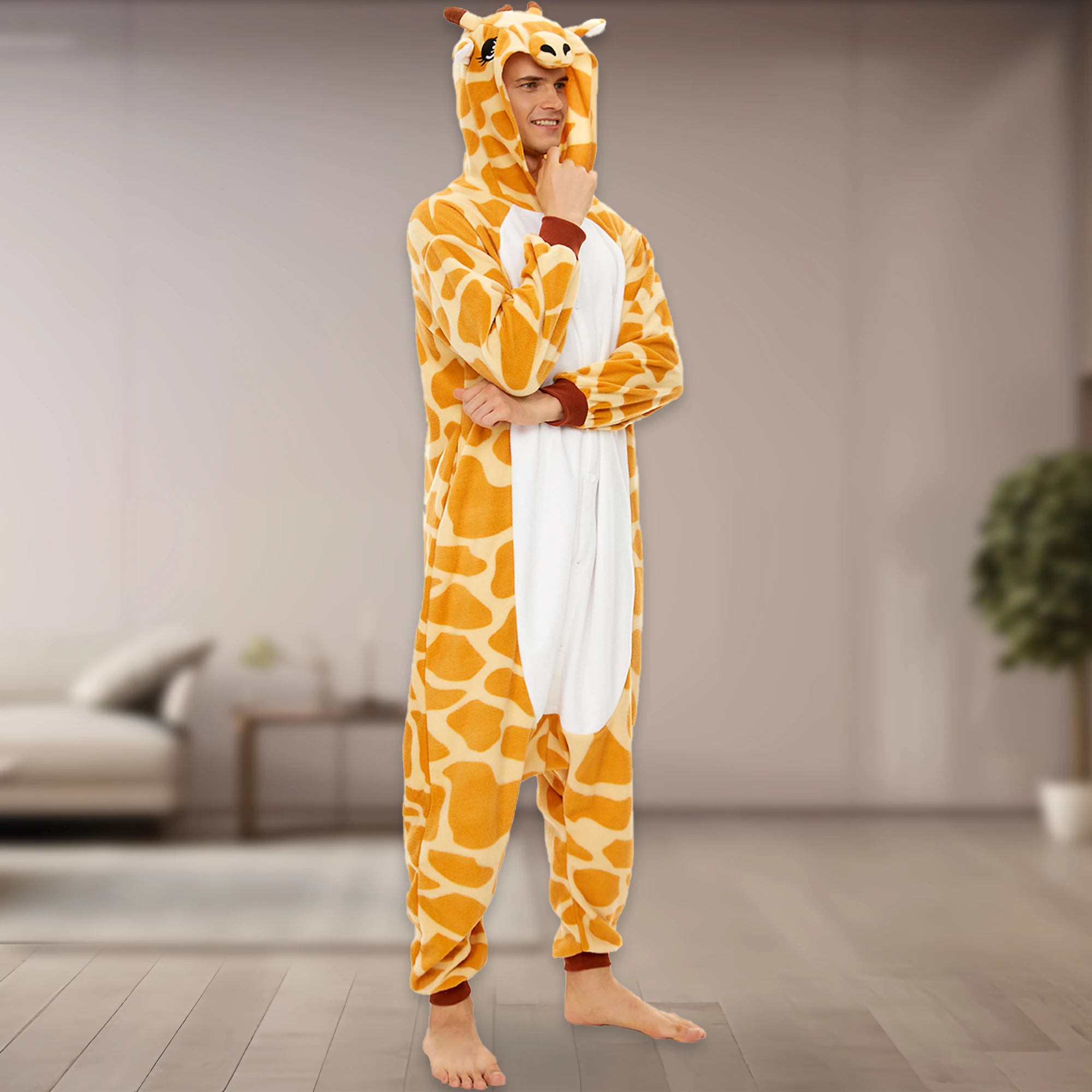 Canasour Giraffe Stram pler Pyjama für erwachsene Männer weiche Winter Homewear Halloween Weihnachten Cosplay Nachtwäsche einteilige Pyjamas