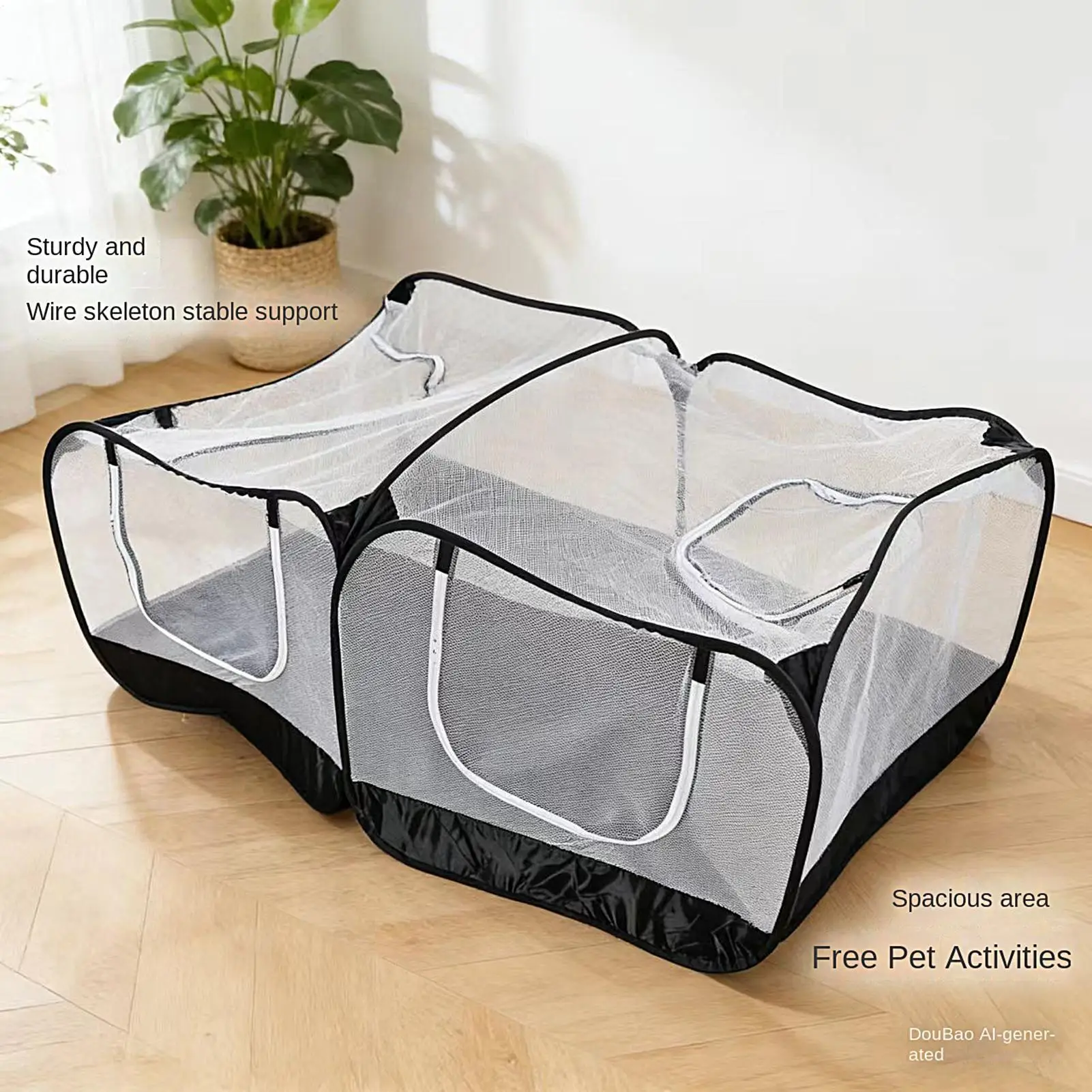 Cat Play Pen Large Breathable Transparent Mesh Foldable Bunny Enclosure Chicken Pens Outdoor For Puppies Rabbits Hamsters Guinea